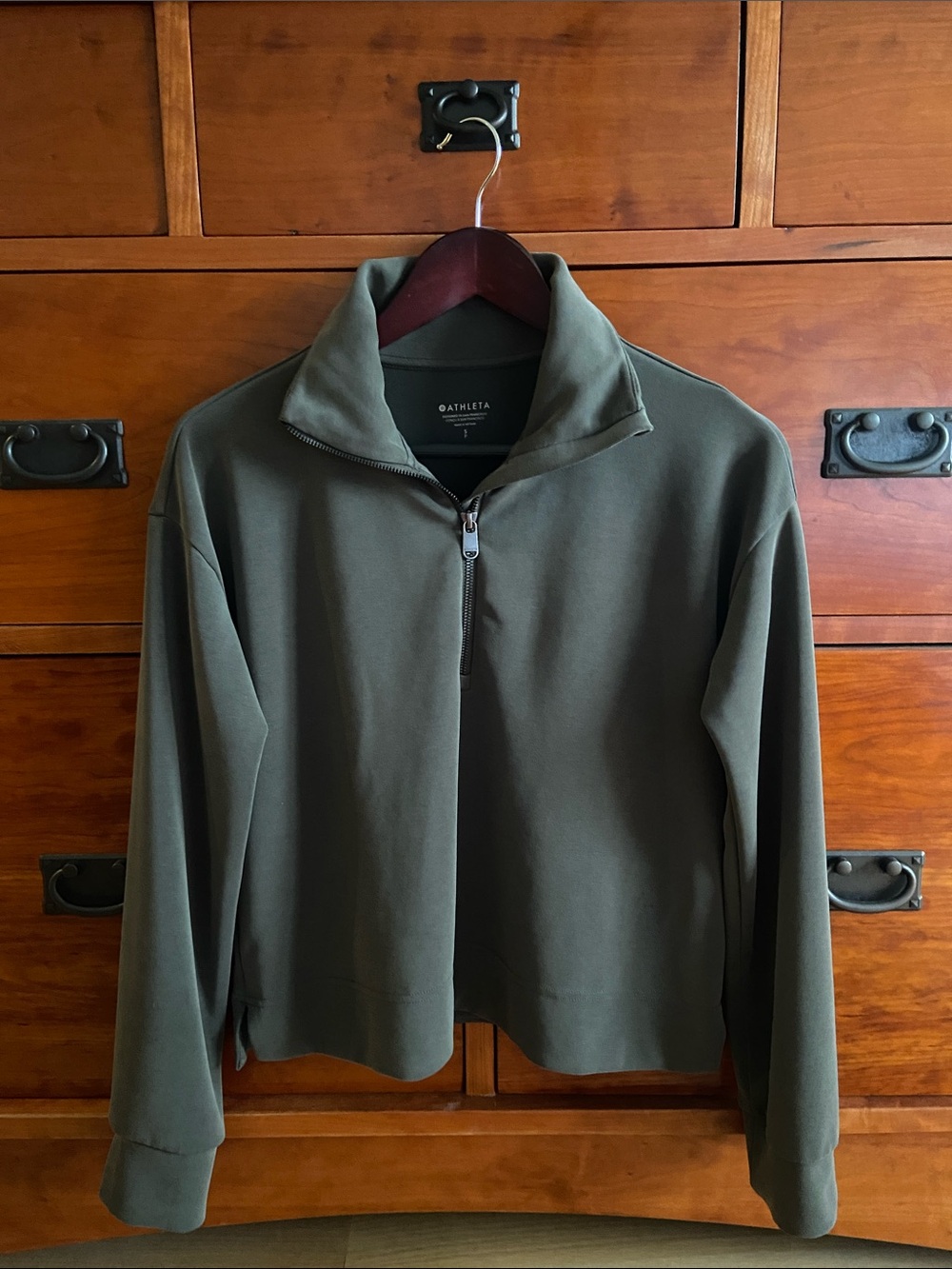 Athleta Jungle Green Quarter Zip Pullover Long Sleeve Shirt Sweatshirt